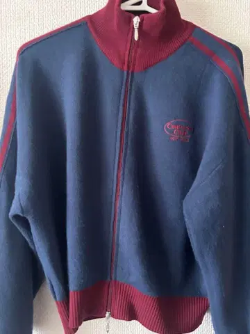 RAGEBLUE CONVERSE 로고 자수 숏 니트 트랙 자켓