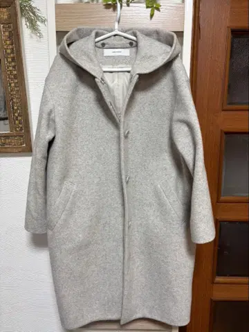 저널 스탠다드 그레이 울 혼방 후드 부착 코트 2way
