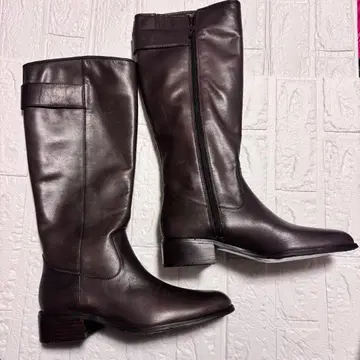 가죽 롱 부츠 다크 브라운 24.5