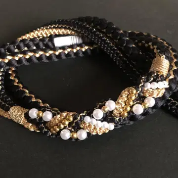 허리띠 순수 실크 화려한 펄 장식 포함 47BK 새상품