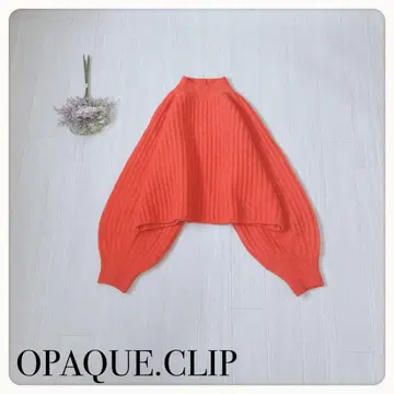 OPAQUE.CLIP 리브 니트 볼륨 슬리브 오렌지 M