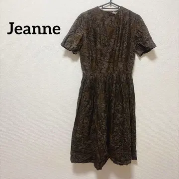 잔 꽃무늬 브라운 반팔 티셔츠 원피스