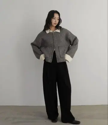 hellam 알파카 터치 바이컬러 지퍼 가디건