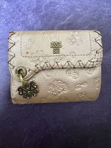 ANNA SUI 샴페인 핑크 3단 폴더형 지갑 새상품급 중고