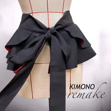 블랙 리버서블 새시 벨트 W67~87cm 기모노 리메이크 N71212