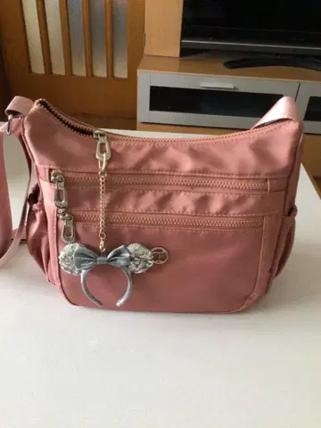 나일론 숄더백 핑크 버건디