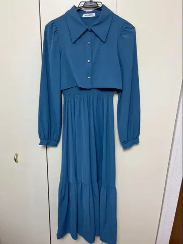 REDYAZEL 레이디 아젤 티어드 셔츠 원피스 블루