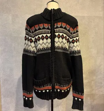 아바클로 페어아일 패턴 집업 니트 자켓 남성용 S