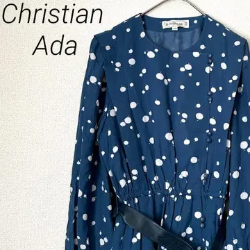 Christian Ada 롱 셔츠 원피스 플레어 벨트 포함 레트로