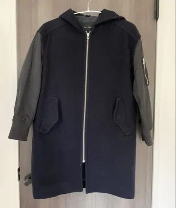 URBAN RESEARCH 울 롱 코트 후드 부착 MA-1 스타일