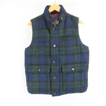 Kent Harris Tweed 울 체크 다운 페더 베스트