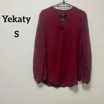 Yekaty [ S ] 택 포함 버건디 V넥 긴팔 셔츠