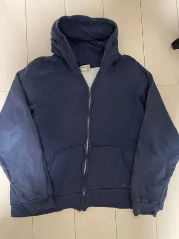 80s USA제 안감 기모 네이비 지퍼 후드티