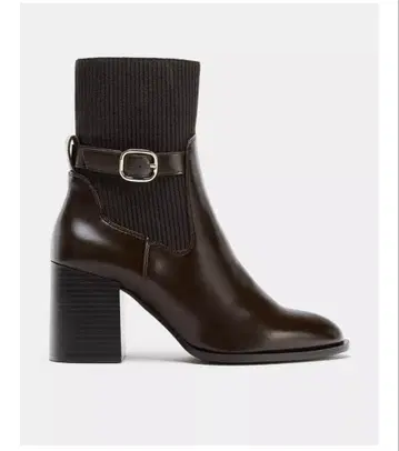 ZARA 원단 샤프트 힐 숏부츠