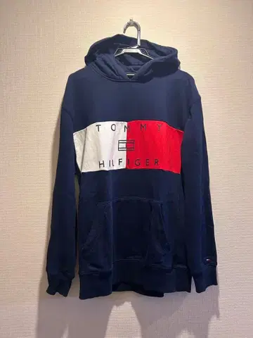 새상품급 TOMMY HILFIGER 네이비 후드티 후드 부착 남녀 공용
