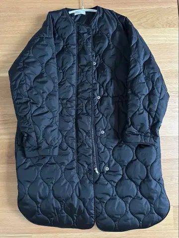 ANGIE 퀼팅 롱 코트 블랙