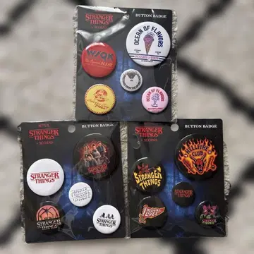 기묘한 이야기 x 쓰리코인즈 캔 배지 3개 세트