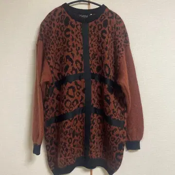 구제 의류 이탈리아제 레오파드 무늬 모헤어 니트 스웨터 남성용