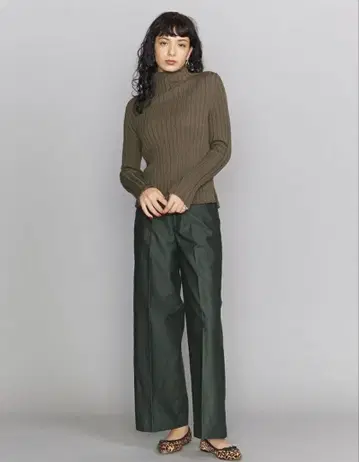 BY 리브 슬릿 슬리브 하이넥 니트 풀오버