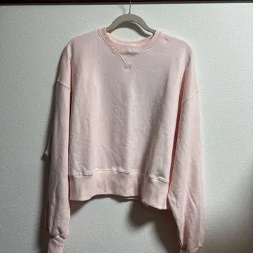 핑크 크루넥 크롭 트레이닝복