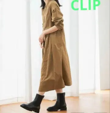 studio CLIP 프론트 턱 코듀로이 셔츠 원피스