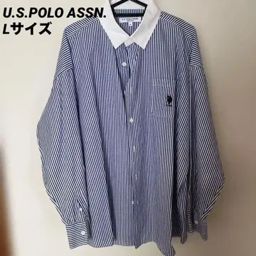 USPA 파랑과 화이트 스트라이프 긴팔 셔츠