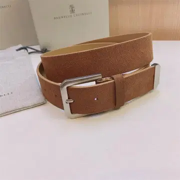 BRUNELLO CUCINELLI 스웨이드 브라운 벨트 폭 3.5cm