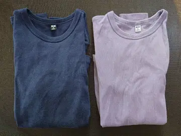 유니클로 소프트 리브 크루넥 T/긴팔 2벌 세트