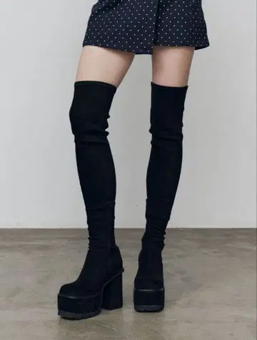 롱 부츠 EMODA 에모다 M 사이즈 통굽 니하이 블랙