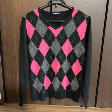 semantidesign 아가일 무늬 V넥 스웨터 L