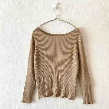 [ 이에나 ] 리브 니트 데콜테 긴팔 무지 심플 M 상당