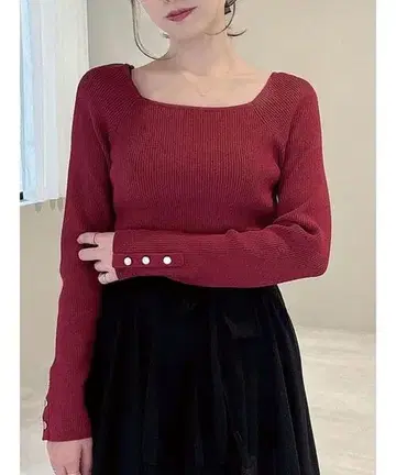 RESEXXY 심플한 디자인 니트탑 빨간색 레드