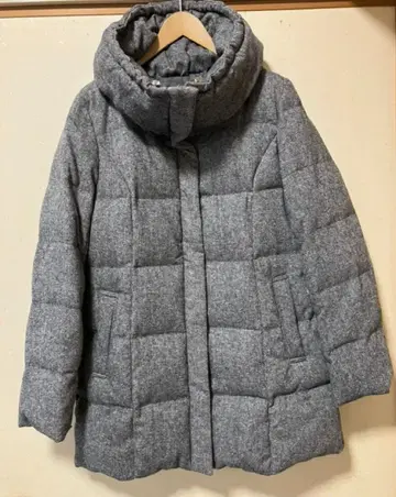 ANY SIS 후드 부착 그레이 퀼팅 다운 자켓