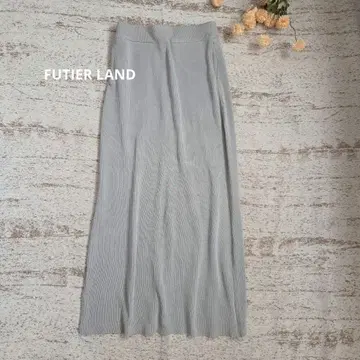 택 포함 새상품 FUTIER LAND 리브 롱 타이트 스커트 뒷 슬릿 M