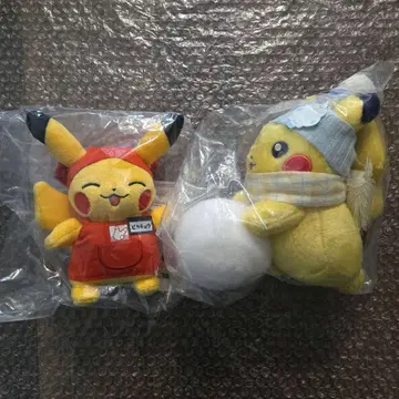 포켓몬 피카츄 봉제 인형 피카피카마트 눈사람 2종 세트