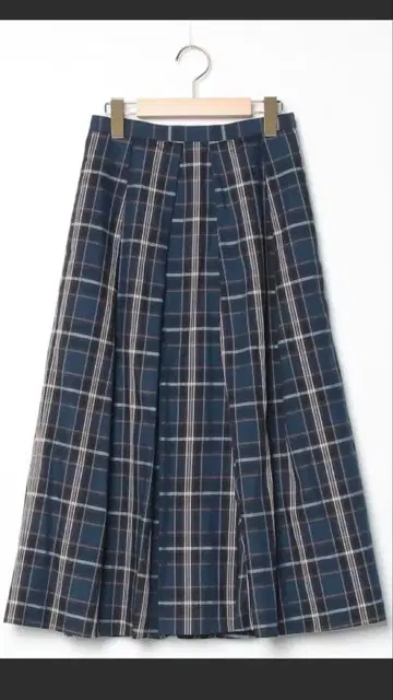 매킨토시 PHILOSOPHY 네이비 계열 체크 플리츠 롱 스커트