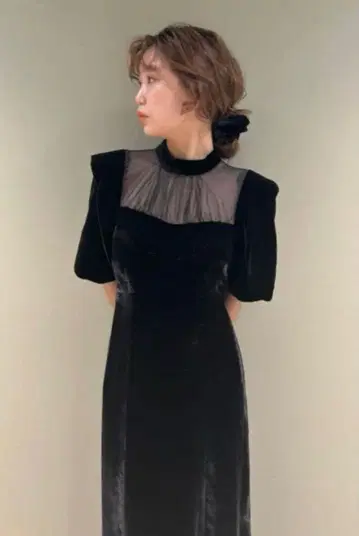 lilybrown 벨로아 시어 넥 드레스