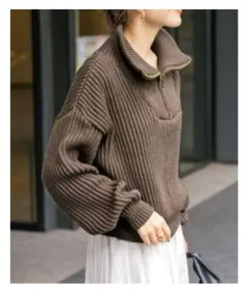 Spick&span 하프 지퍼 니트 브라운