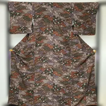 코몬 기모노 꽃무늬 브라운 계열