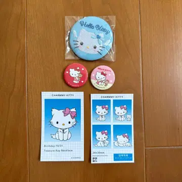 헬로키티 챠미키티 핀 배지 자수 캔뱃지 증명사진 시크릿