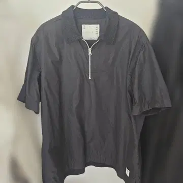 sacai 토마스 메이슨 하프 지퍼 반팔 셔츠