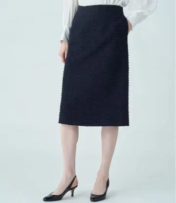 새상품급 Ballsey 믹스얀 트위드 I라인 스커트 34 네이비