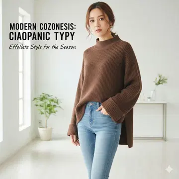 고품질 CIAOPANIC TYPY 니트 스웨터 브라운 F 모크넥