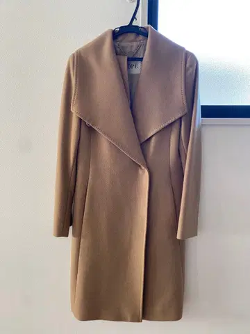 새상품급 로페 캐시미어 혼방 롱 코트 카멜 벨트 포함 일본제