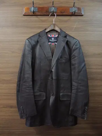 AQUASCUTUM 2B 램 가죽 테일러드 자켓 L 다크 브라운