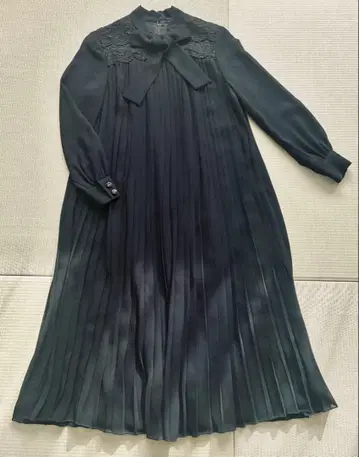 새상품급 레이스 플리츠 원피스 고스로리 예복 파티 블랙