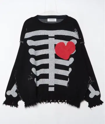 DISCOVERED 별주 LAME BONE&HEART KNIT