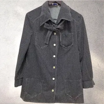 쓰리 플래그스 도트 무늬 셔츠 블랙 보타이 리본 포함 Y셔츠