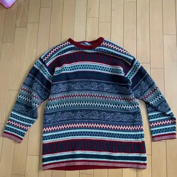 기하학 패턴 니트 스웨터 멀티 컬러