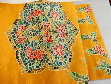 순수 실크 월화의 작풍 개성적인 후쿠로 오비 로케츠 염색 후쿠로 오비